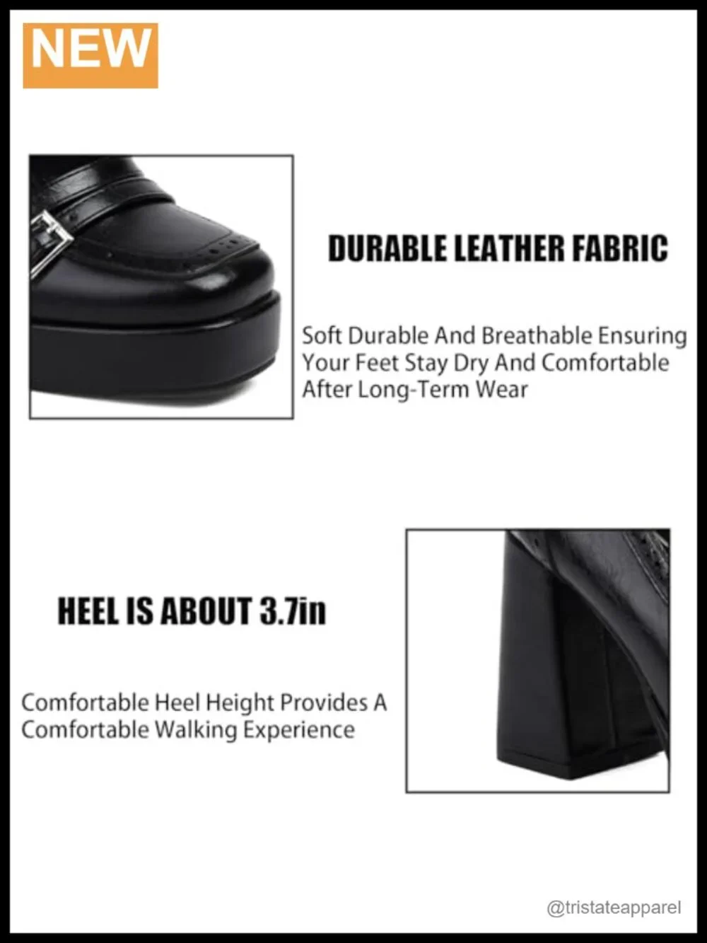 Women's Faux Leather Buckle Chunky High Heel Loafers Platform Block Heel Pumps